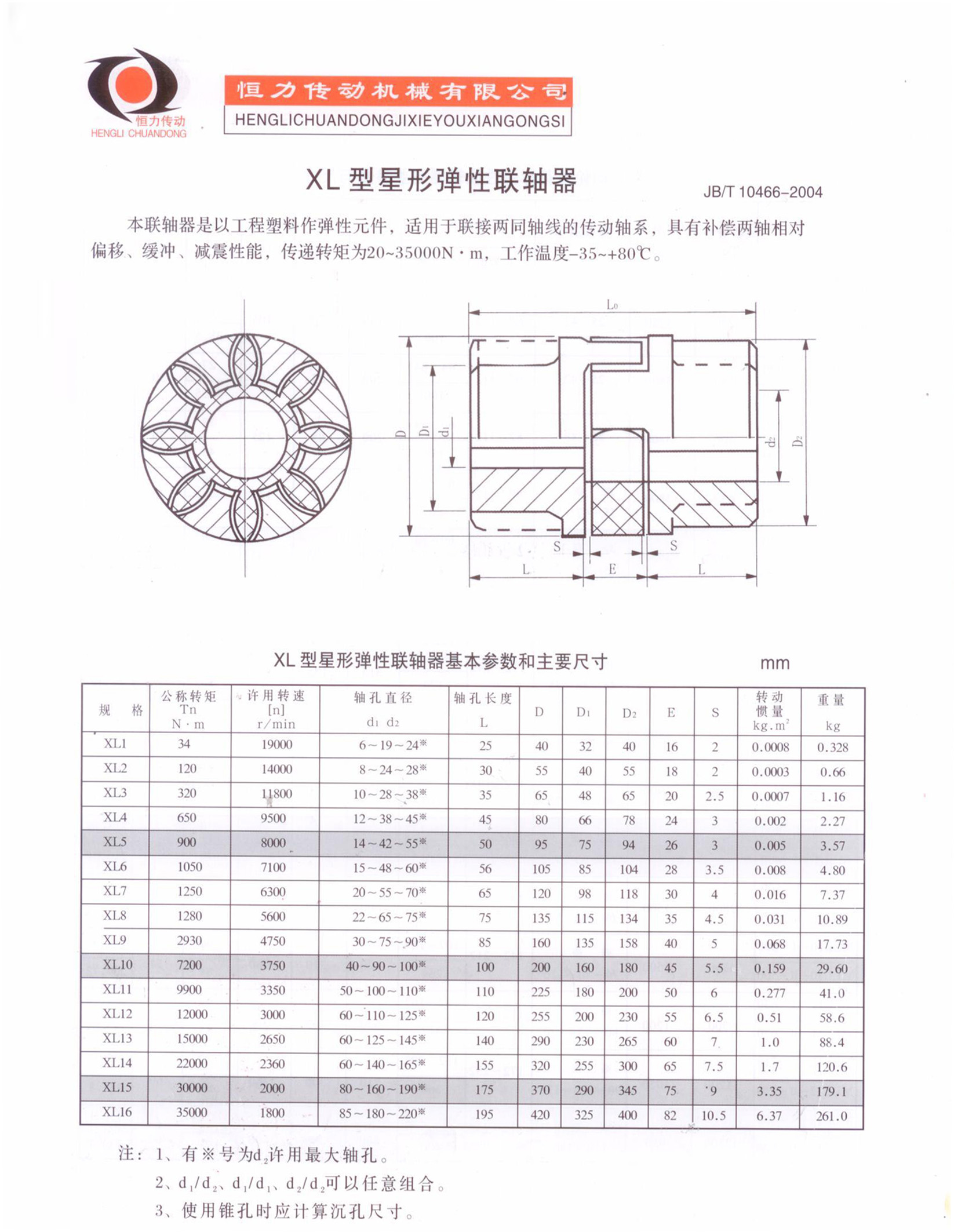xl型星形弹性联轴器